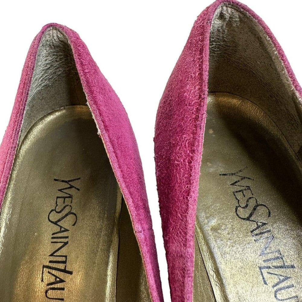 Vintage Saint Laurent YSL Pump Shoes Purple Sz US 6 EU 36 Stud Details Point Toe - Picture 8 of 16